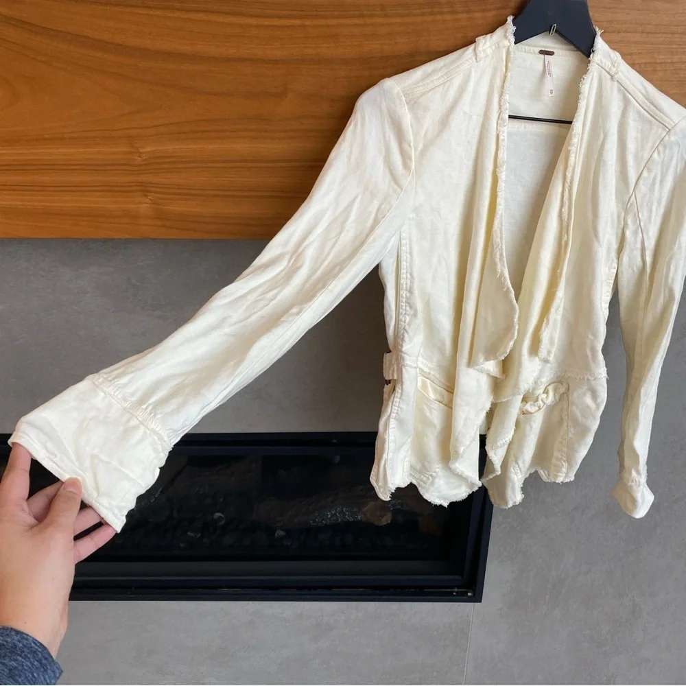 NWOT Free People Rae Femme Ivory Linen Jacket, Size XS
